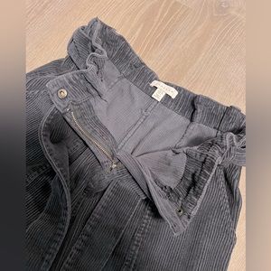 TOPSHOP corduroy paperbag  grey high waist belted pants size 6